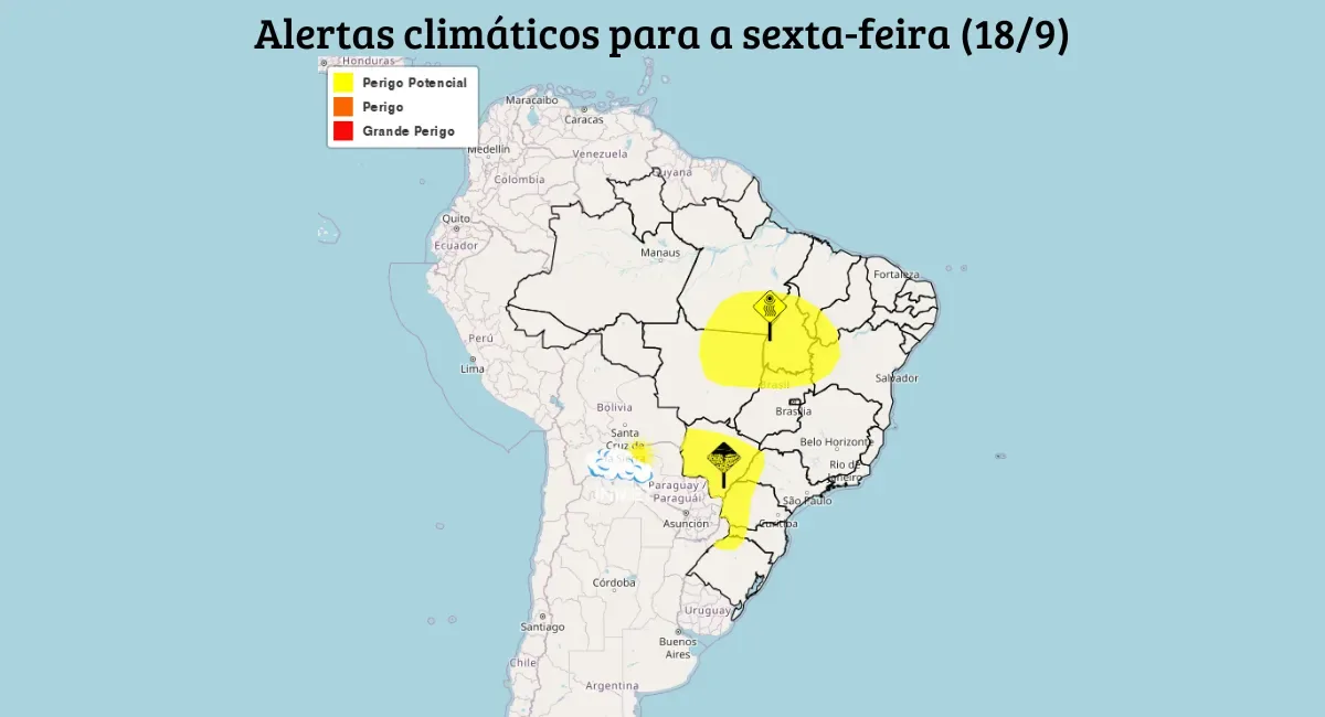 Chuva e trovoadas avançam no Sul e em Mato Grosso do Sul nesta sexta