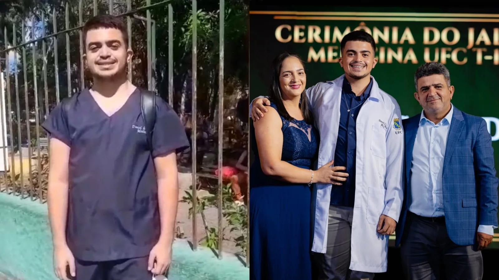 Pai emociona ao acompanhar filho no primeiro estágio de medicina em Fortaleza