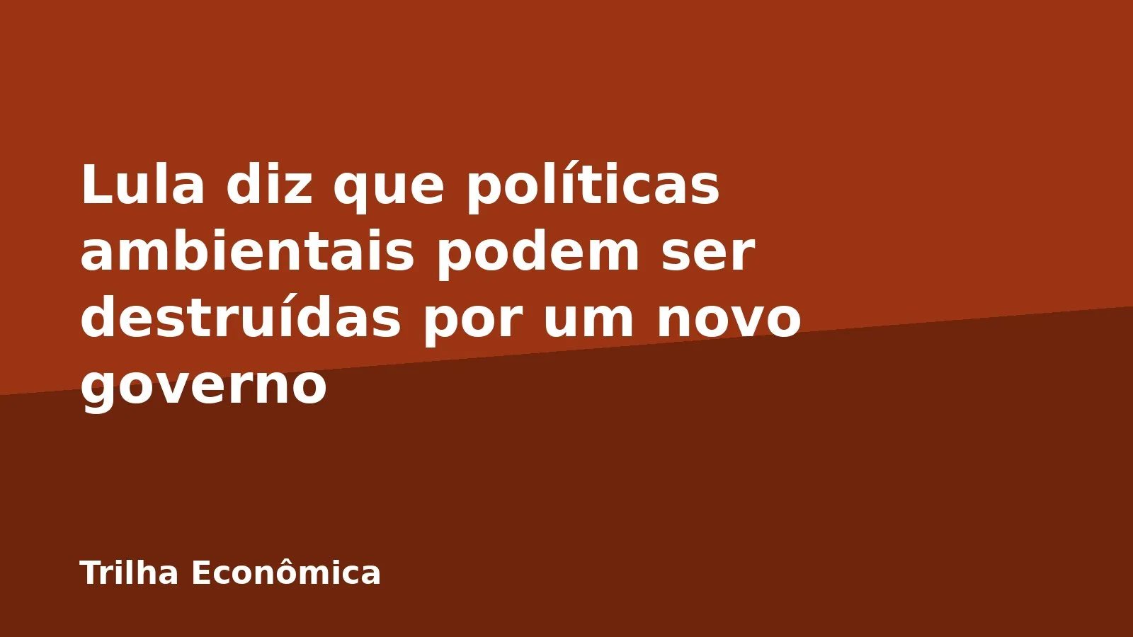 Lula diz que políticas ambientais podem ser destruídas por um novo governo