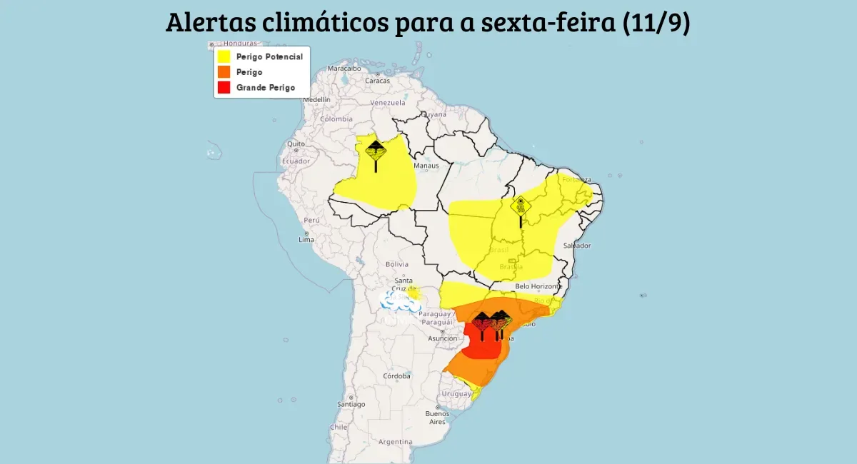 Ciclone extratropical aumenta risco de temporais no Sul e em parte do Sudeste
