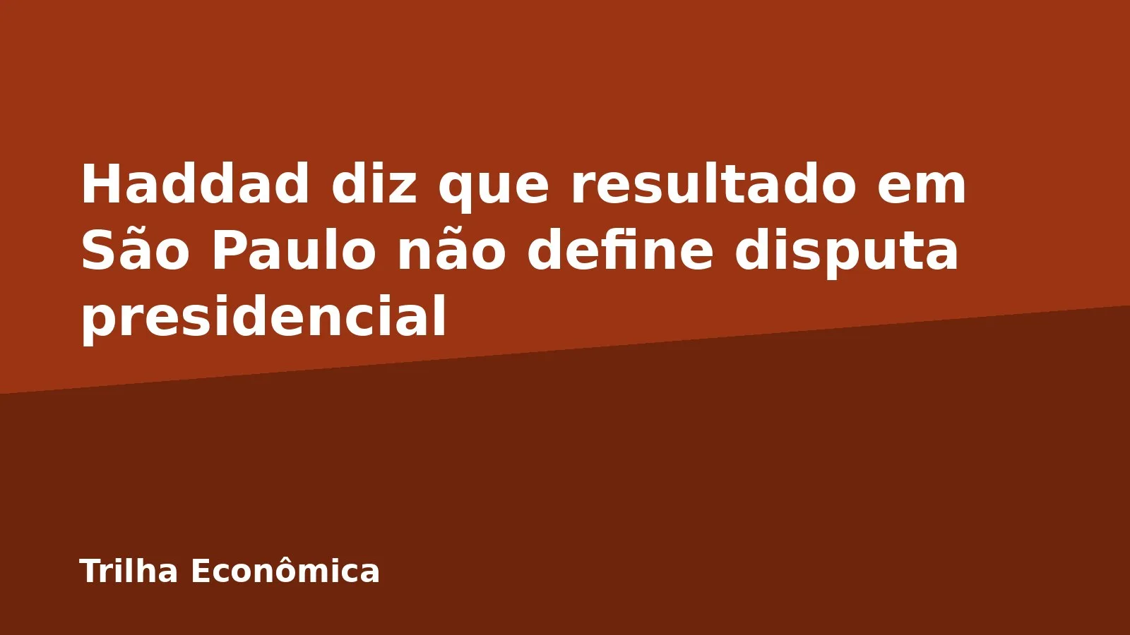 Haddad diz que resultado em São Paulo não define disputa presidencial