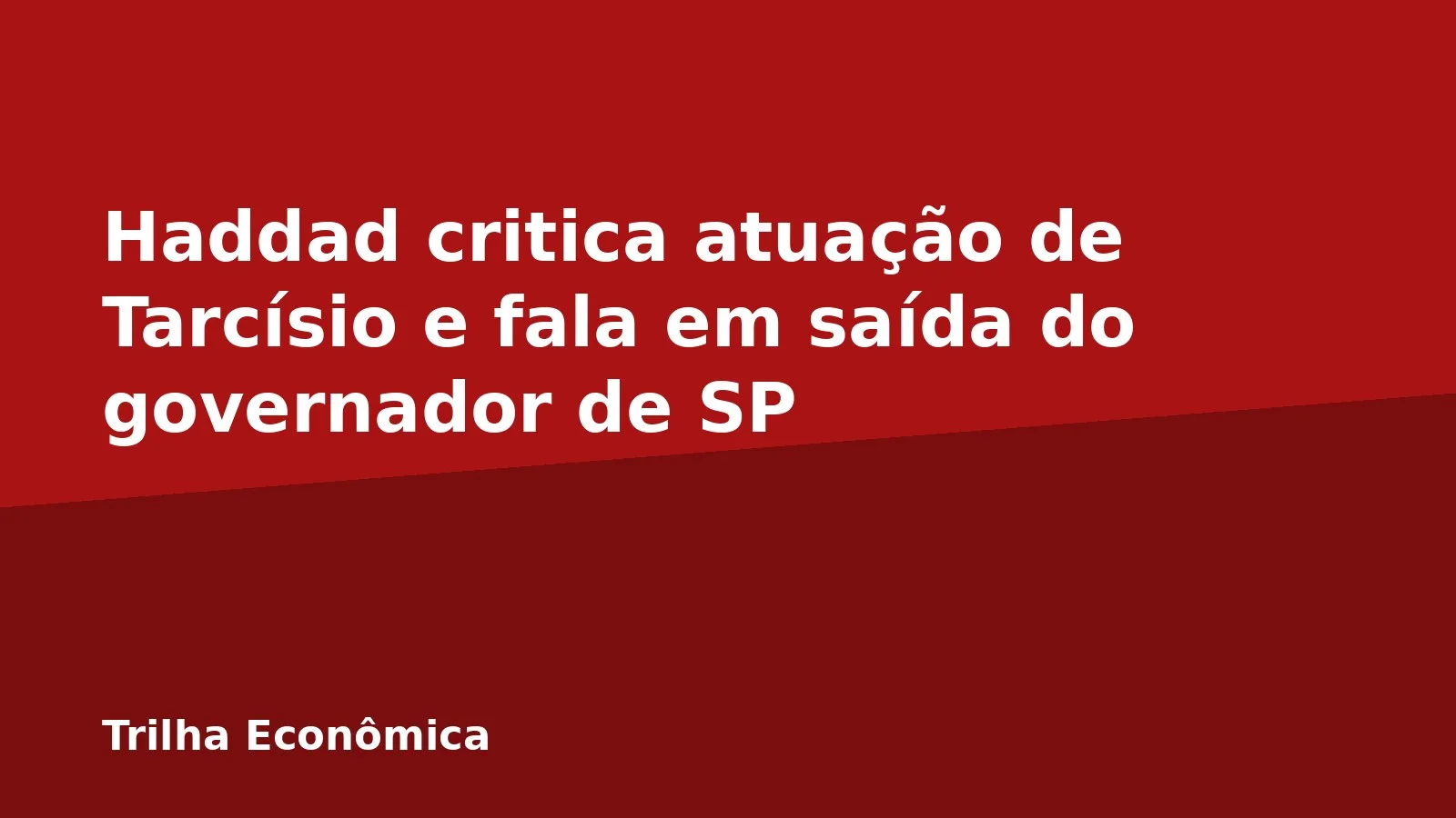 Haddad critica atuação de Tarcísio e fala em saída do governador de SP