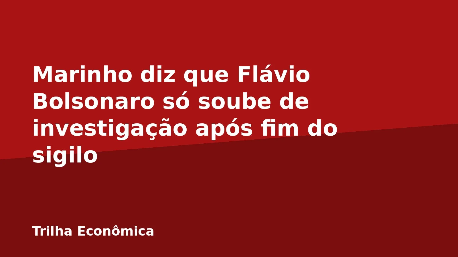 Marinho diz que Flávio Bolsonaro só soube de investigação após fim do sigilo