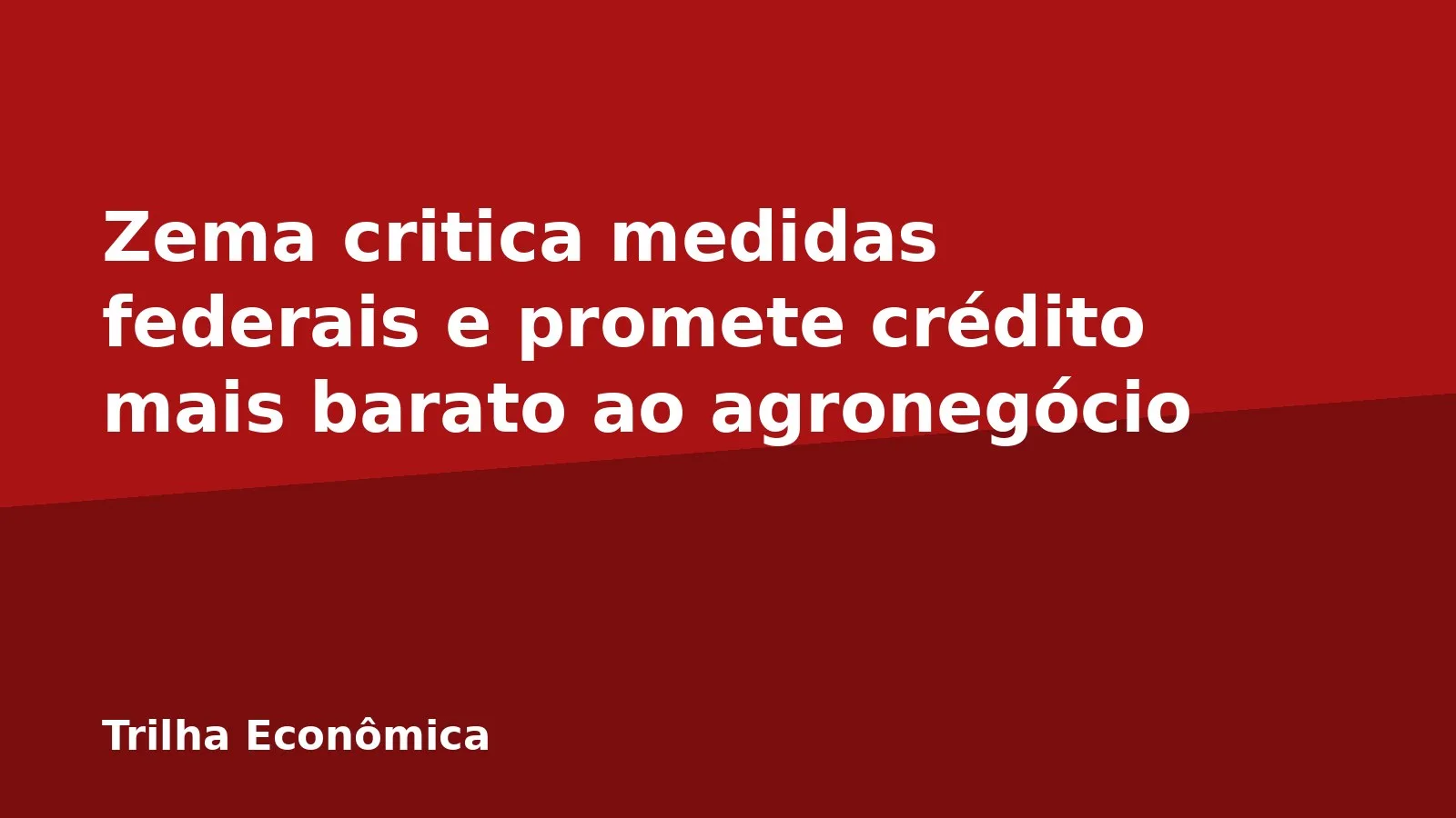 Zema critica medidas federais e promete crédito mais barato ao agronegócio