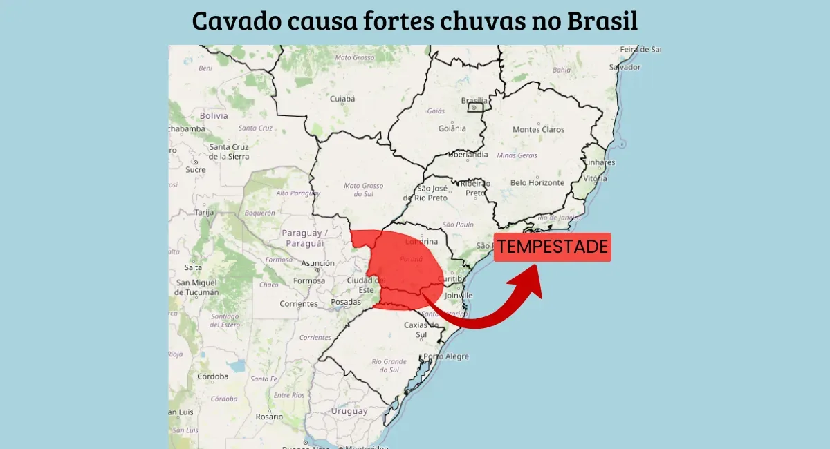 Inmet prevê tempestades severas no Sul e chuva forte em partes do Sudeste