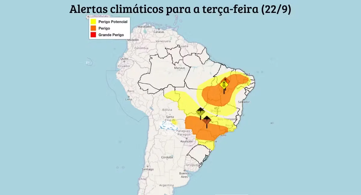 Frente fria leva chuva e risco de tempestades a áreas do país