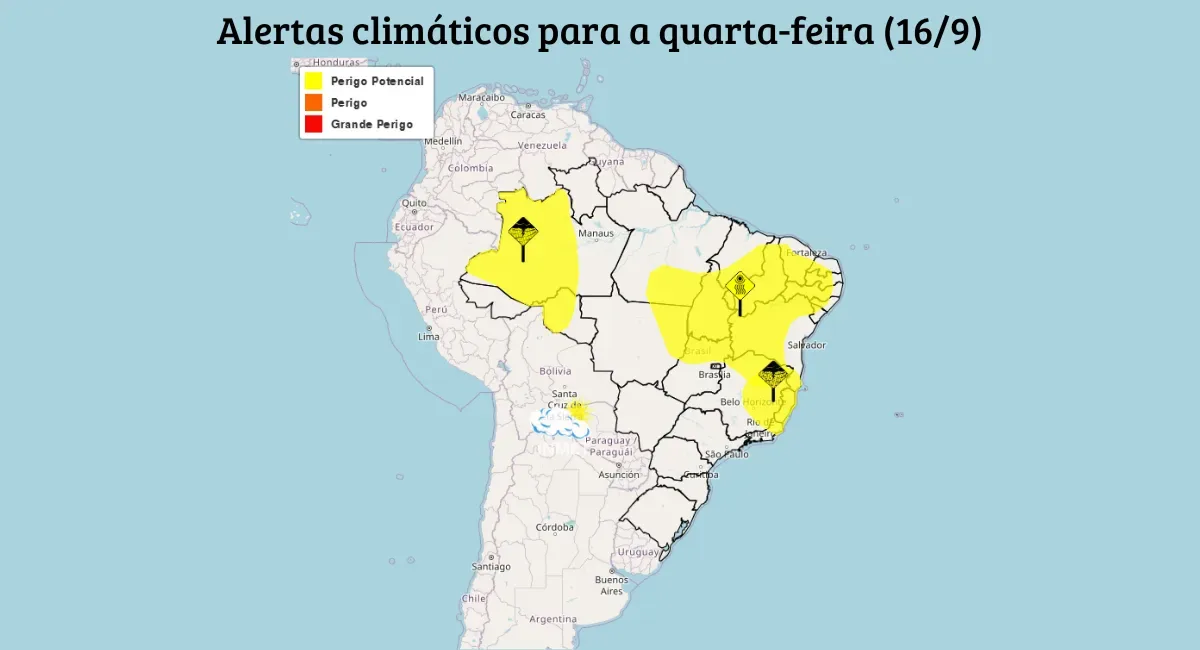 Massa fria traz risco de geada no Sul; chuva atinge áreas do Sudeste