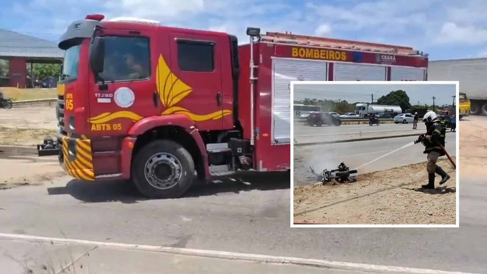Motociclista morre após colisão e incêndio na BR-116, em Fortaleza